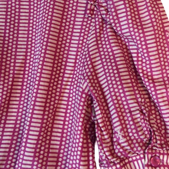 Tory Burch Pink Geometric Peplum Top Size 10 Boho Puff Sleeve 100% Cotton Design - Picture 4 of 8